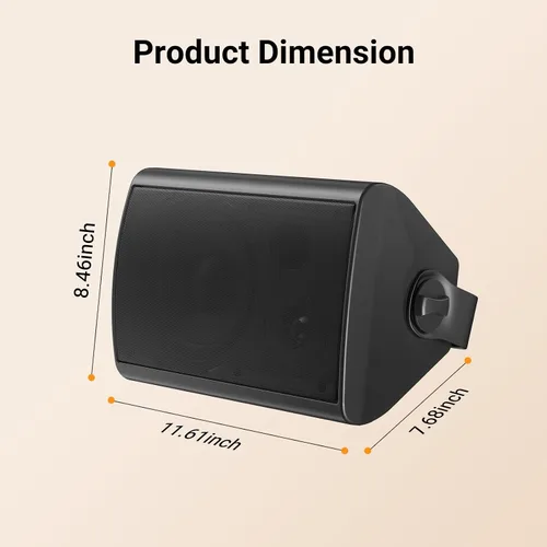 Vista 8 de STUDIOFINIX Altavoces Bluetooth de 6.5 pulgadas para interiores y exteriores, impermeables, con cable, para montaje en pared, altavoces activos