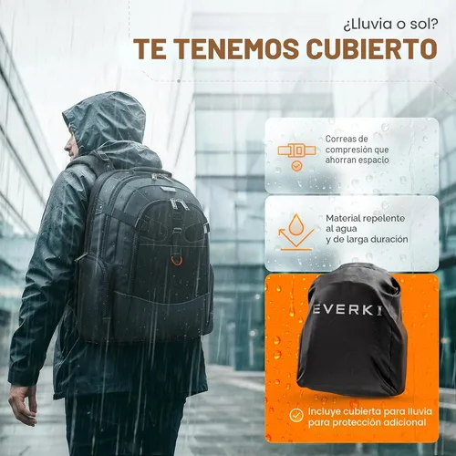 Vista 6 de Everki (EKP120) mochila para portátiles de hasta 18.4 pulgadas Nylon, Polyester, Durable, Multi-Padded Pockets, Travel-Friendly, School & Work