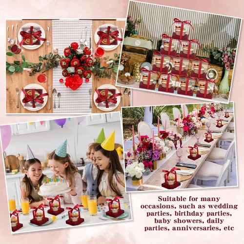Vista 6 de Thenshop 50 cajas transparentes para cupcakes individuales de 3.5 pulgadas, cajas individuales de plástico para cupcakes con insertos y cinta