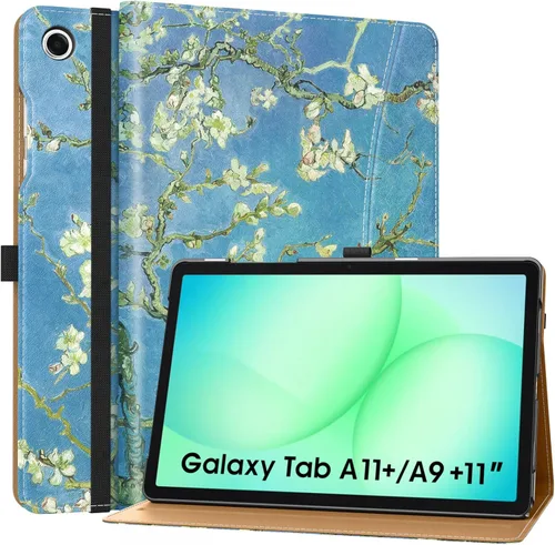 Vista 9 de MoKo Funda para Samsung Galaxy Tab A11+/ A11 Plus/ A9+/ A9 Plus de 11 pulgadas 2026/2024, piel sintética multiángulo con correa de mano, bolsillo