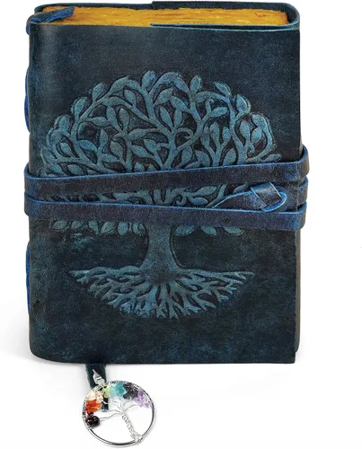 Vista 13 de Diario de cuero para mujeres y hombres, 200 páginas, 5 x 7 pulgadas, regalos para mujeres, diario de viaje, cuaderno de mujer, marcador de 7 chakras