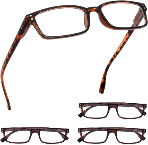 Vista 10 de GUD 4 pares de anteojos de lectura de estilo clásico, cómodos anteojos para lectura para mujeres y hombres (2 negros + 2 DEMI, 0.50)