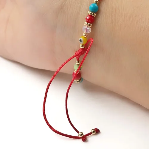 Vista 7 de St Benedict Genuine Azabache Jet Stone and Colorful Evil Eye Beads Red String Bracelet for Women