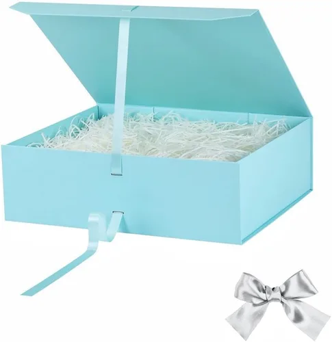 Vista 80 de GoooodGift Caja de regalo grande azul, 1 paquete de 13.5 x 11 x 5.3 pulgadas, caja de regalo de lujo para regalos con tapa de cierre magnético