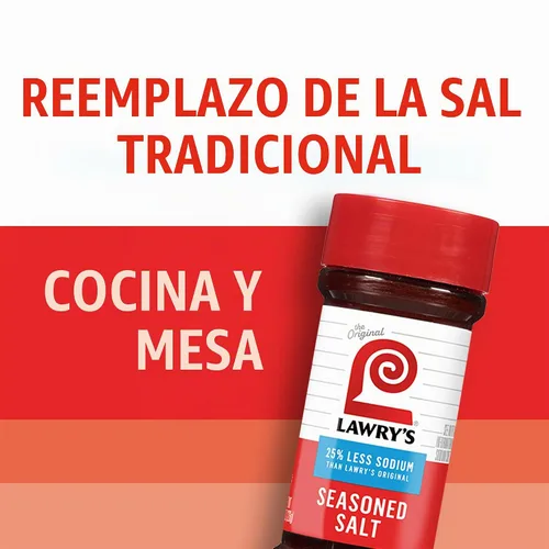 Vista 11 de Lawry's Sal sazonada, 25% menos de sodio, sin MSG añadido, certificado Kosher, básico, versátil, condimento multiusos para agitar en carne de res