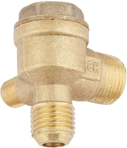 Vista 6 de Válvula de control del interruptor de presión del compresor de aire Latón Rosca macho de 90 grados 3 puertos Válvula de retención Tubo Conector