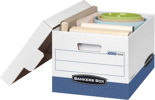 Vista 5 de Fellowes Bankers Box - Paquete de 20 cajas de almacenamiento de archivos resistentes con tapas, montaje de plegado rápido, carta/legal, (0724314)