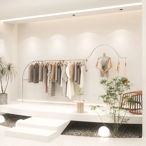 Vista 5 de Perchero Boutique Display rack, Tienda de ropa Muebles de exhibición montado en la pared Perchero colgante de ropa, Sistema de estantes de ropa