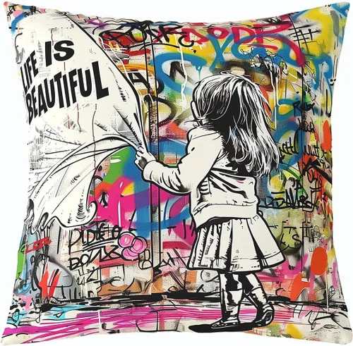 Vista 13 de Homewish Theater Cinema Poster Throw Pillow Covers (Pack of 1),Retro Movie Cushion Cover for Kids Boys Teens Popcorn Pillow Cases Movie Night Living