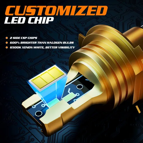Vista 7 de M-AUTO Bombillas LED H4, 3600 lm por juego, 6500 K, color blanco frío para maletero de coche, motocicleta, haz alto y bajo, Plug and Play, paquete