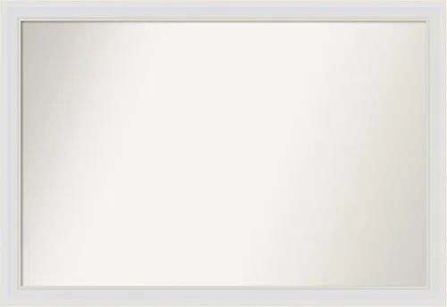 Vista 140 de Amanti Art Espejo de baño blanco para sobre el fregadero, 24 x 26 pulgadas, espejo rectangular blanco y blanco, marco de madera contemporáneo