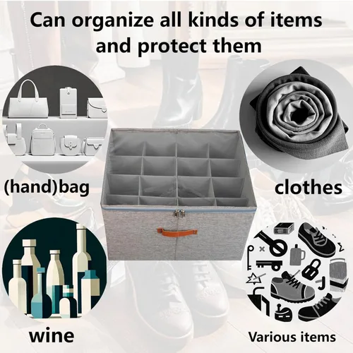Vista 5 de Paquete de 2 organizadores de zapatos para armario, almacenamiento de zapatos plegable, contenedores ajustables para almacenamiento de zapatos, se