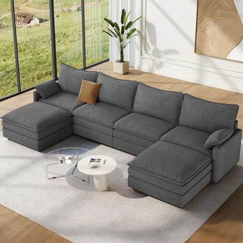 Vista 122 de Vesgantti Sofá modular de 108 pulgadas, cómodo sofá de nube con asiento profundo otomano movible, sofá modular en forma de L, sofás seccionales