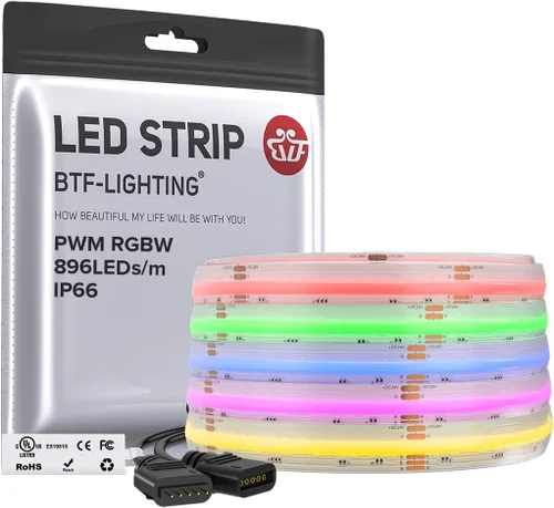 Vista 10 de BTF-LIGHTING FCOB COB Tira de luz LED RGBW 6500K 896LED/m 3m DC12V Flexible de cambio de color de alta densidad y luz uniforme de 12mm de ancho