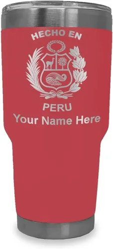 Vista 22 de LaserGram Vaso aislado al vacío de 20 onzas, hecho en Perú, grabado personalizado incluido (negro)