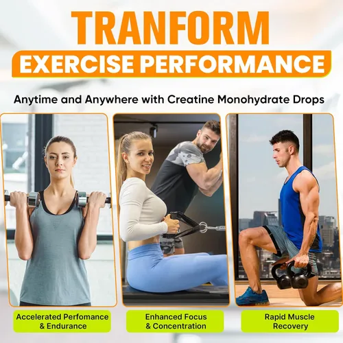 Vista 6 de Monohidrato de creatina, creatina líquida para masa muscular, fuerza, glúteos, glúteos y resistencia, creatina para mujeres y hombres con colágeno