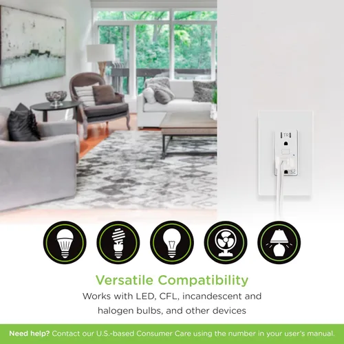 Vista 5 de Enbrighten Z-Wave Plus 14315 toma inteligente de pared resistente a manipulaciones, funciona con Alexa, Google Assistant, 1 toma Z-Wave y 1 toma