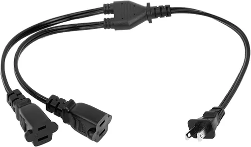 Vista 2 de Cable de extensión de 2 clavijas Nema 1-15P macho a doble 1-15R hembra Y Splitter Cable, 1.6 pies