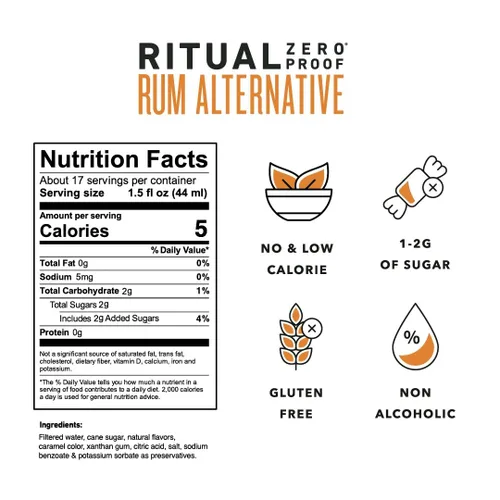 Vista 2 de RITUAL Zero Proof Ron & Aperitif Alternativas Bebidas espirituosas sin alcohol galardonadas 25.4 onzas líquidas cada uno Bajo y sin calorías