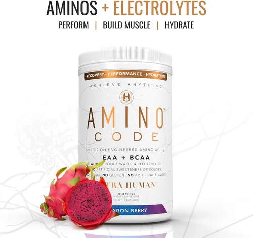 Vista 6 de Ultra Human Amino Code Aminoácidos esenciales + BCAA + electrolitos de agua de coco Bebida energética de aminoácidos saborizados