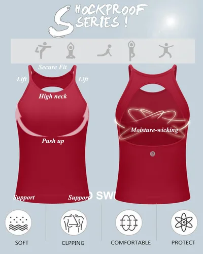 Vista 4 de RUNNING GIRL Sujetadores deportivos para mujer, sin costuras, brasier deportivo de línea larga, acolchado, espalda cruzada, de impacto medio
