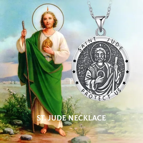 Vista 6 de HELORET Collar de San Amuleto Medalla Serie St Medallas Joyas para Mujeres Hombres Collar Católico Regalo Protegernos