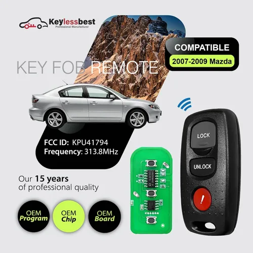 Vista 2 de Repuesto para Mazda 3 Key Fob 2007 2008 2009 Control remoto KPU41794 3 botones 313.8MHz