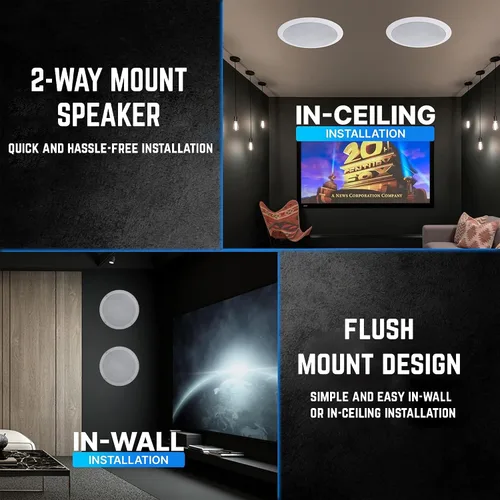 Vista 9 de Technical Pro Kit de sistema de cine en casa Receptor amplificador Bluetooth de 2000 W con 4 altavoces de techo de pared de 6.5 pulgadas y 200
