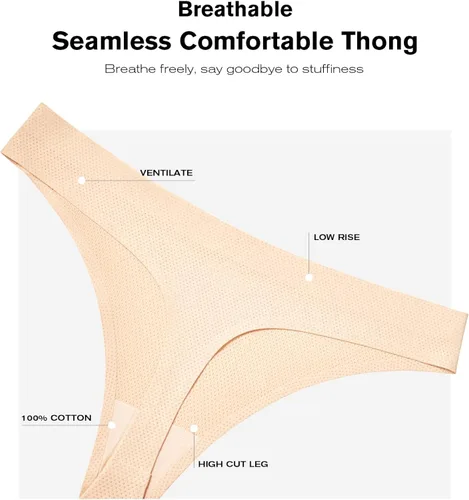 Vista 5 de TERMEZY Ropa interior sin costuras para mujer, tangas invisibles para mujer, paquete de 5