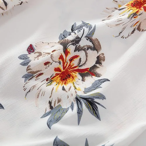 Vista 6 de PopReal - Vestidos con estampado floral a juego para madre e hija, de gasa, con volantes, manga corta, para la playa, con diadema, con tira de tela