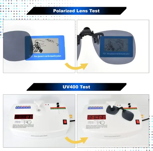 Vista 3 de PSI Paquete de 2 lentes de sol polarizados con clip sobre lentes recetados abatibles, clip de metal sin montura para mujeres y hombres