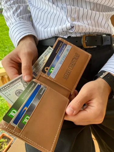 Vista 5 de Carteras personalizadas para hombres regalos personalizados para hombres cartera personalizada para hombres cuero de grano completo grabado