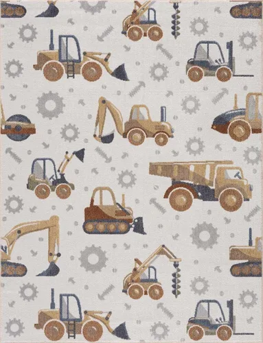 Vista 10 de Hauteloom Olwen - Alfombra lavable a máquina, para habitación de niños, guardería, sala de juegos, carretera, vehículos de construcción, color gris