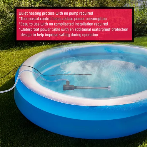 Vista 6 de Calentador de agua de inmersión de titanio de 1300 W para piscina y bañera, calentador sumergible eléctrico portátil con control de temperatura