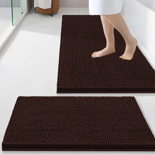 Vista 104 de Juego de alfombras de baño Smiry de 2 piezas, suave alfombra absorbente de chenilla y juego de alfombra en forma de U para inodoro, alfombra de baño