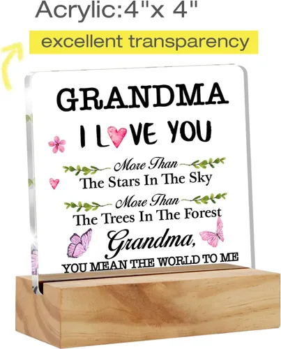 Vista 2 de Letrero de acrílico con texto en inglés «Best Grandma Gifts «I Love You More Than the Stars in the Sky Sayings»