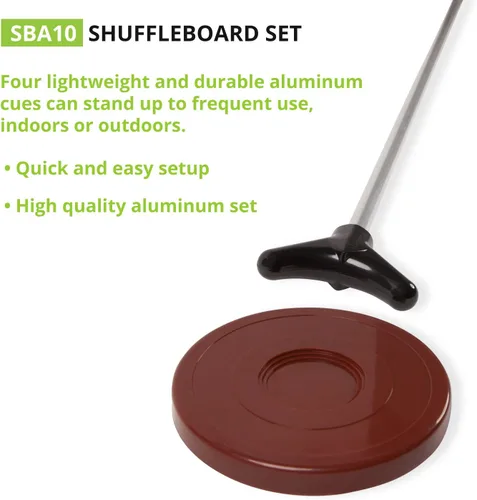Vista 3 de Champion Sports Classic Group Games Shuffleboard Set: Champion Sports Indoor Outdoor 8 Puck 4 Cue Sticks Party Game, Yellow