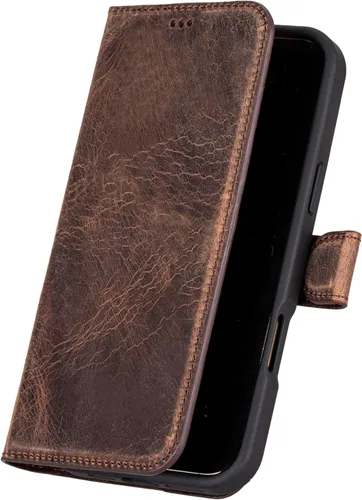 Vista 69 de Bayelon Funda tipo cartera para iPhone 15 Pro, cartera de cuero de grano completo, funda magnética desmontable, tarjetero, funda tipo cartera