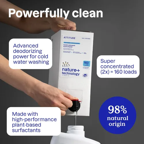 Vista 3 de ATTITUDE - Recambio de detergente para ropa, verificado por EWG, ralladura