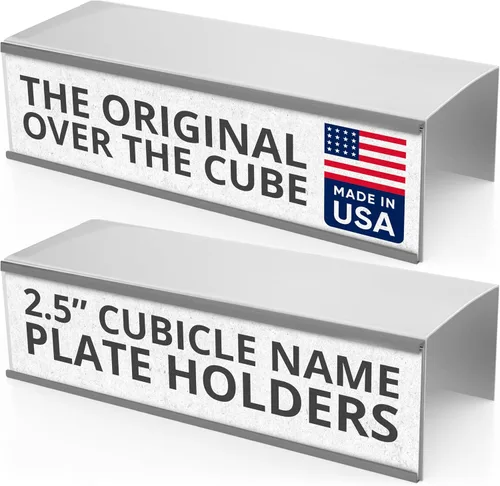 Vista 12 de The Original Over the Cube - Soporte para placa de identificación de cubículo intercambiable, base negra y soporte para placa de identificación