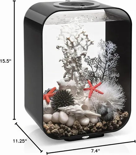 Vista 9 de biOrb Life 15 - Acuario acrílico de 4 galones con luces LED blancas, tanque compacto moderno para mesa o escritorio, negro