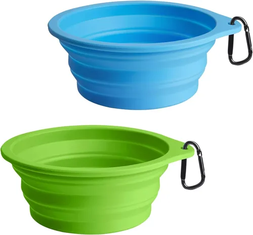 Vista 2 de PetBonus 2-Pack Silicone Collapsible Dog Bowls and Dog Collar Safety Clip