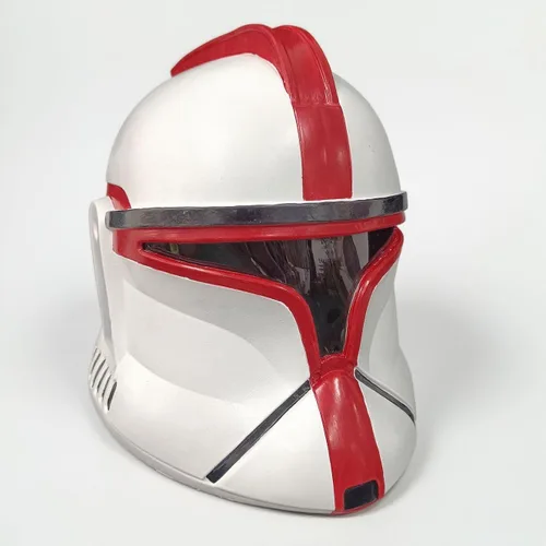 Vista 2 de Máscara de látex para casco de soldado clon, accesorios de disfraz de Halloween, accesorios de cosplay, Rojo -, Tamaño único