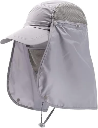 Vista 6 de Sombrero para el sol al aire libre, gorra de protección solar unisex con solapa extraíble para el cuello, sombrero de pesca de secado rápido