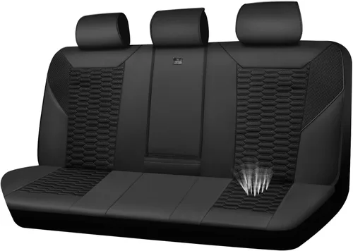 Vista 28 de CAR PASS Juego completo de fundas para asientos de coche de malla de espuma 3D de cuero, fundas para asientos de coche de malla transpirable