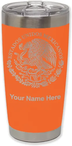Vista 26 de LaserGram - Vaso personalizado de 20 onzas, bandera de México (negro)