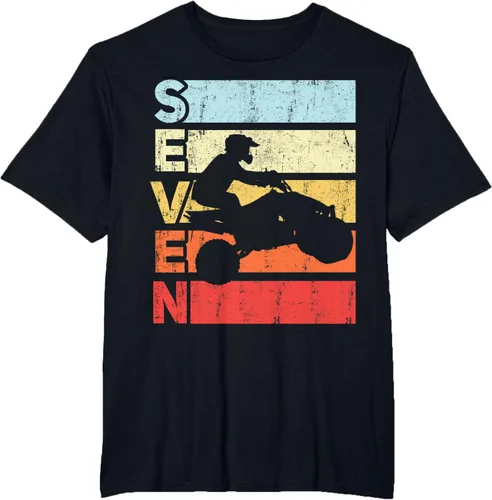 Vista 43 de ATV 7th Birthday Party ATV 4 Wheeler - Camiseta de cumpleaños temática cuádruple Negro