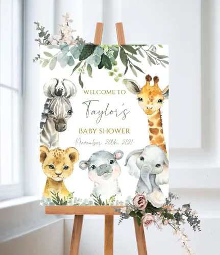 Vista 20 de Letreros de bienvenida personalizados para bebés, decoración de letrero de vegetación editable, plástico