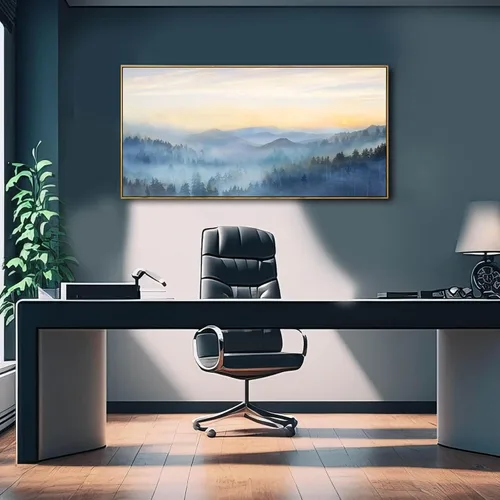 Vista 4 de YJYart Arte de pared de árbol para sala de estar, bosque y naturaleza, pintura de 20 x 40 pulgadas, enmarcado, paisaje, impresión en lienzo