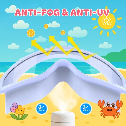 Vista 2 de Gafas de natación para niños de 3 a 8 años con gorro de natación, juego de gorras de natación con antivaho y anti-UV para niños y niñas pequeños